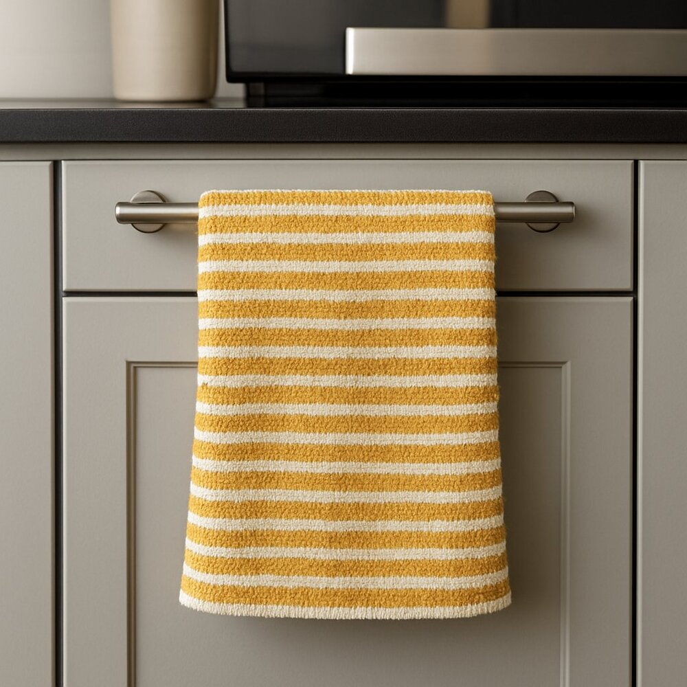 2 Yellow Kitchen Towels - Double Sided Turkish Kitchen Towel
